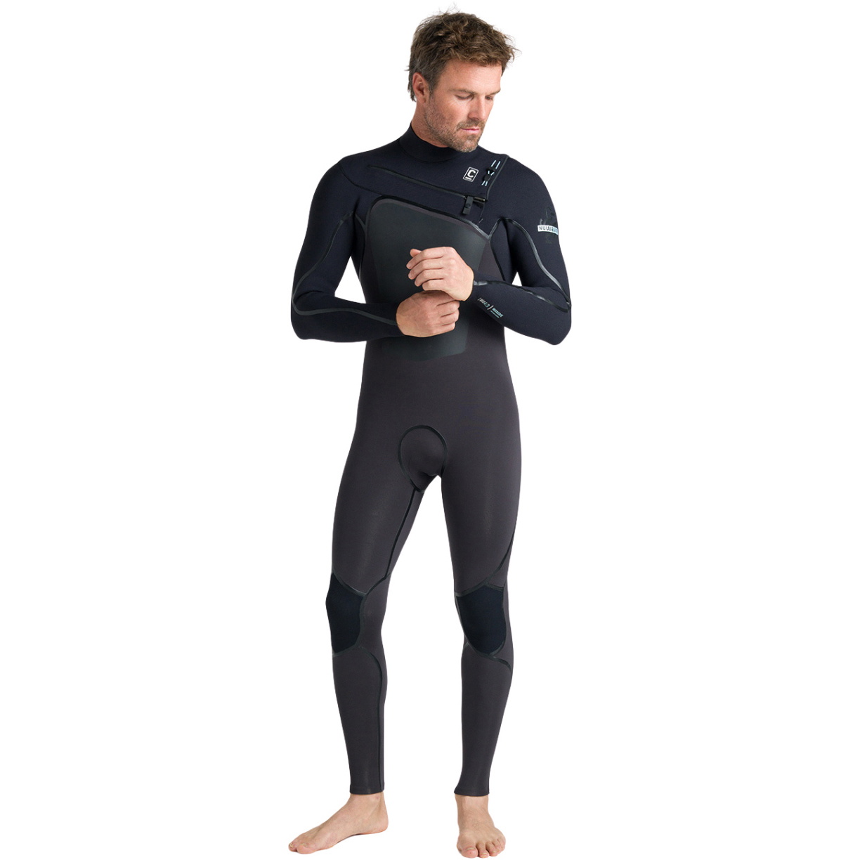2026 C-Skins Mens Nuwave Wired 4/3mm Chest Zip Wetsuit CWI43MC - Meteor / Black / Blue